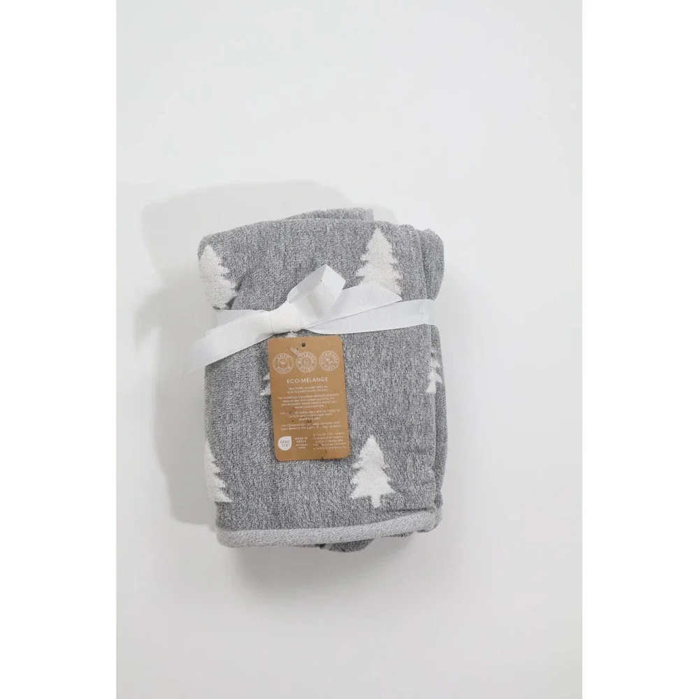 Eco-Melange Bath Towel Pine Tree OS Grey Bamboo Cotton Holiday